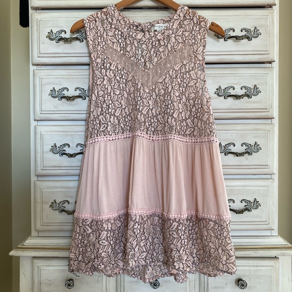 Vici Pink Lace Babydoll Top